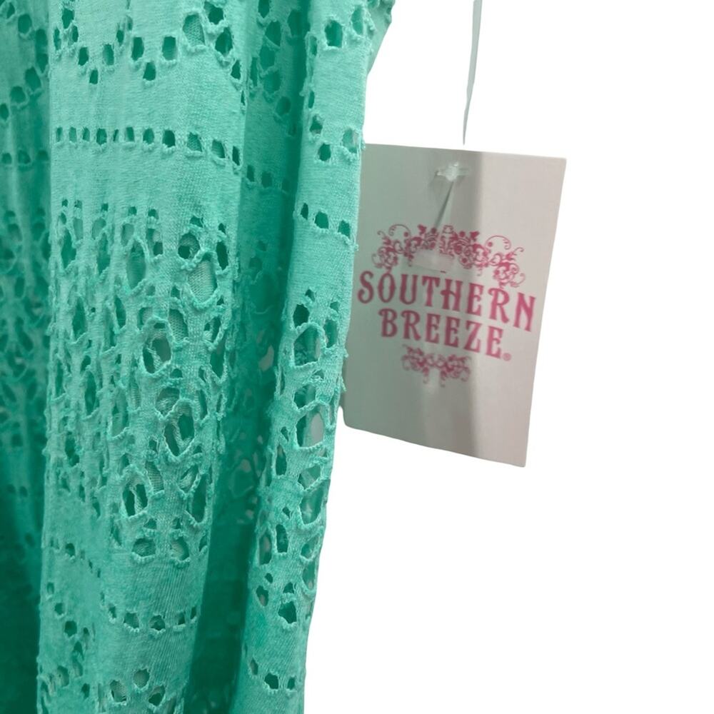 ✨NWT Southern Breeze Teal Crochet Swim Cover dress large - Picture 5 of 5